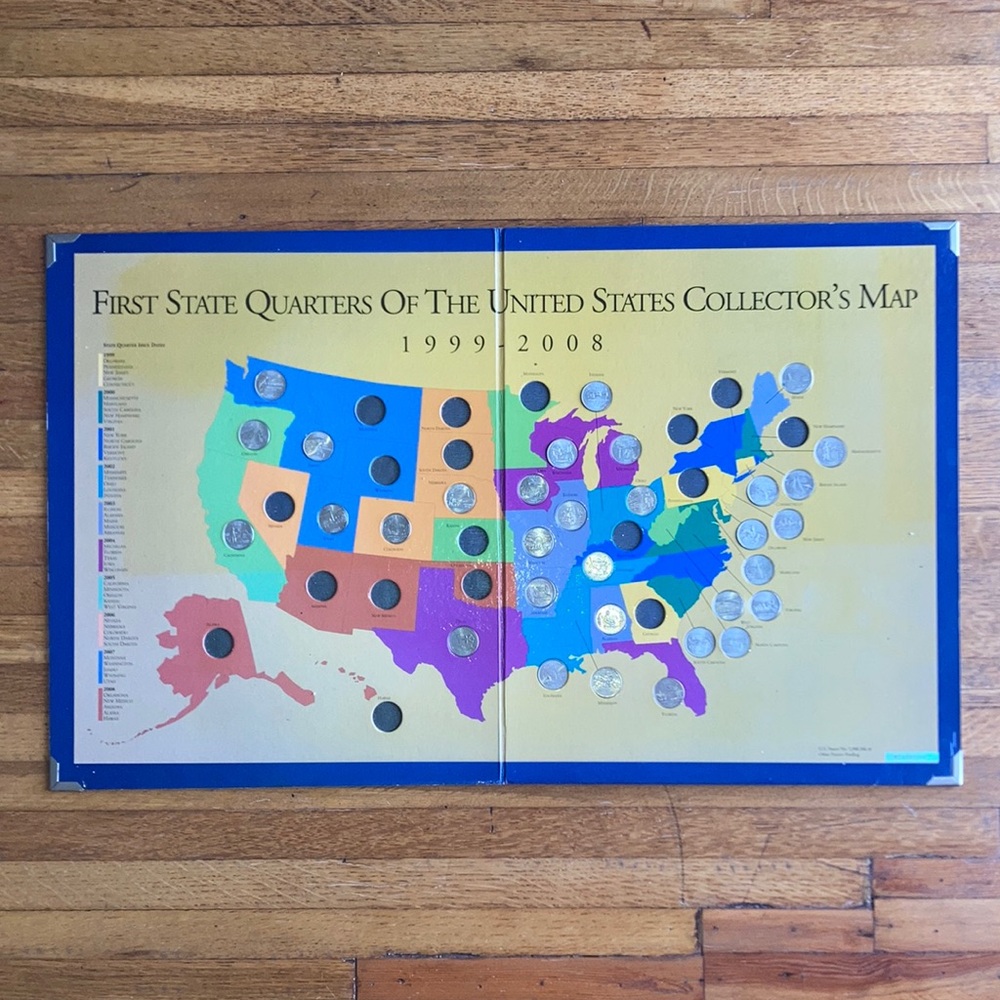 🇺🇸🪙 United States of America 1999-2008 Bicentennial Quarter Map 💲🇺🇸